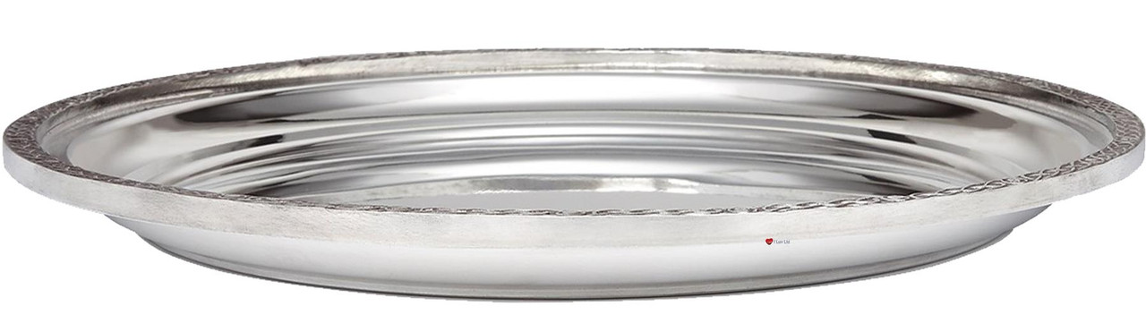 12" Large Round Celtic Pewter Tray Salver 300mm Celtic Pattern On Rim Ideal For Engraving Bright Polished Finish Made in the UK