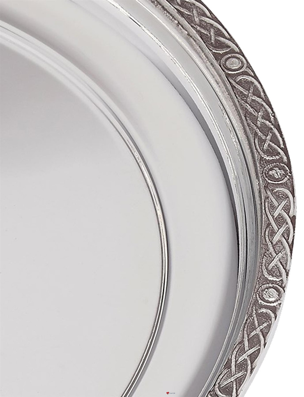9" Medium Round Celtic Pewter Tray Salver 240mm Celtic Pattern On Rim Ideal For Engraving Bright Polished Finish Made in the UK