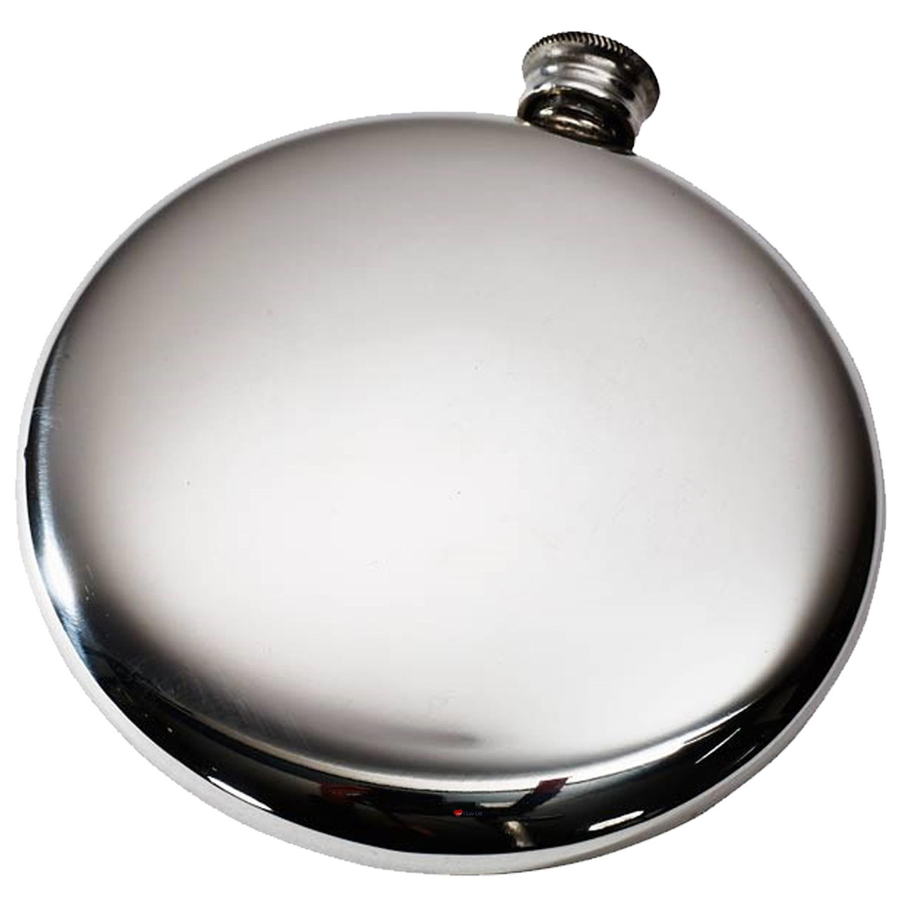 4oz Round Slim Flask Scottish Sporran Shaped Flask Plain Bright Polished Design Ideal for Engraving Screw top Made in the UK