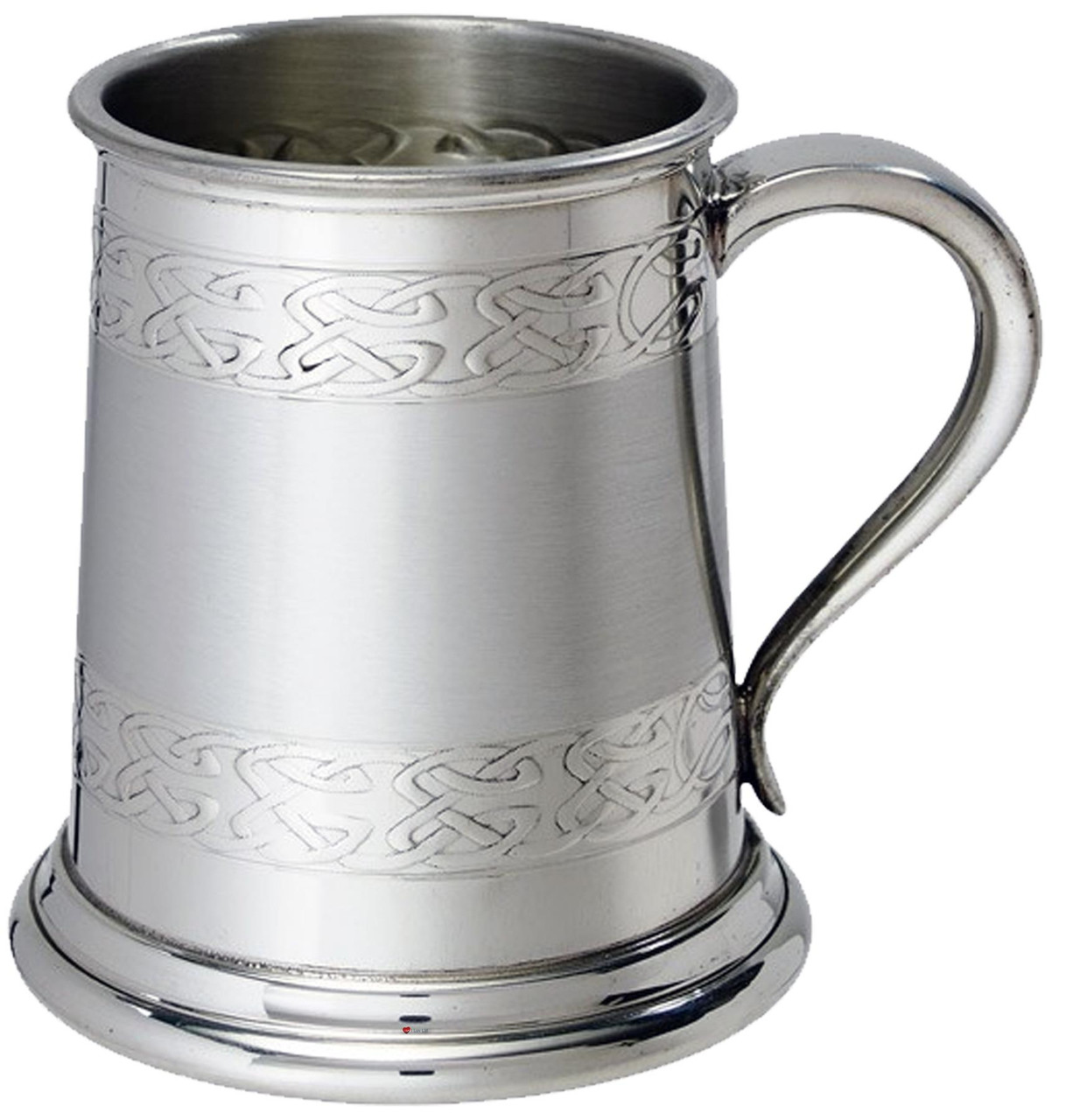 Pewter Tankard Half Pint Double Embossed celtic band Top and bottom of Tankard body Swan Handle High Quality 100% Pure Pewter Beer tankard Can Be Engraved Custom Text - Gift for Him/Her Made in the UK