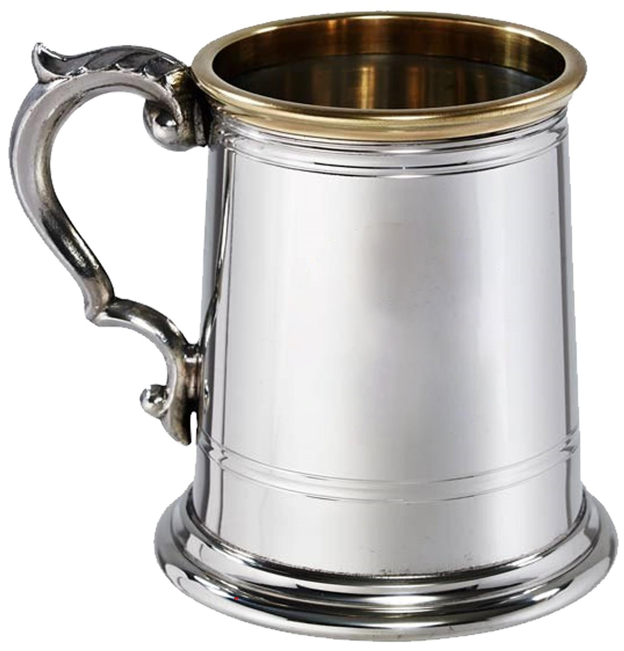 Pewter Tankard Half Pint Celtic Gold Embossed Celtic Gold badge on front Brass Lip Georgian style Handle High Quality 100% Pure Pewter Beer tankard Can Be Engraved Custom Text - Gift for Him/Her Made in the UK