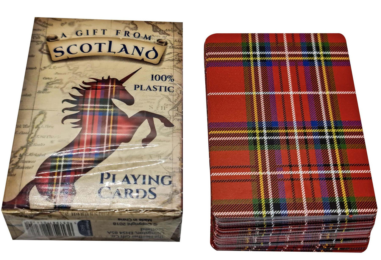 Red Tartan Scottish Playing Cards Durable Tartan Royal Stewart Design