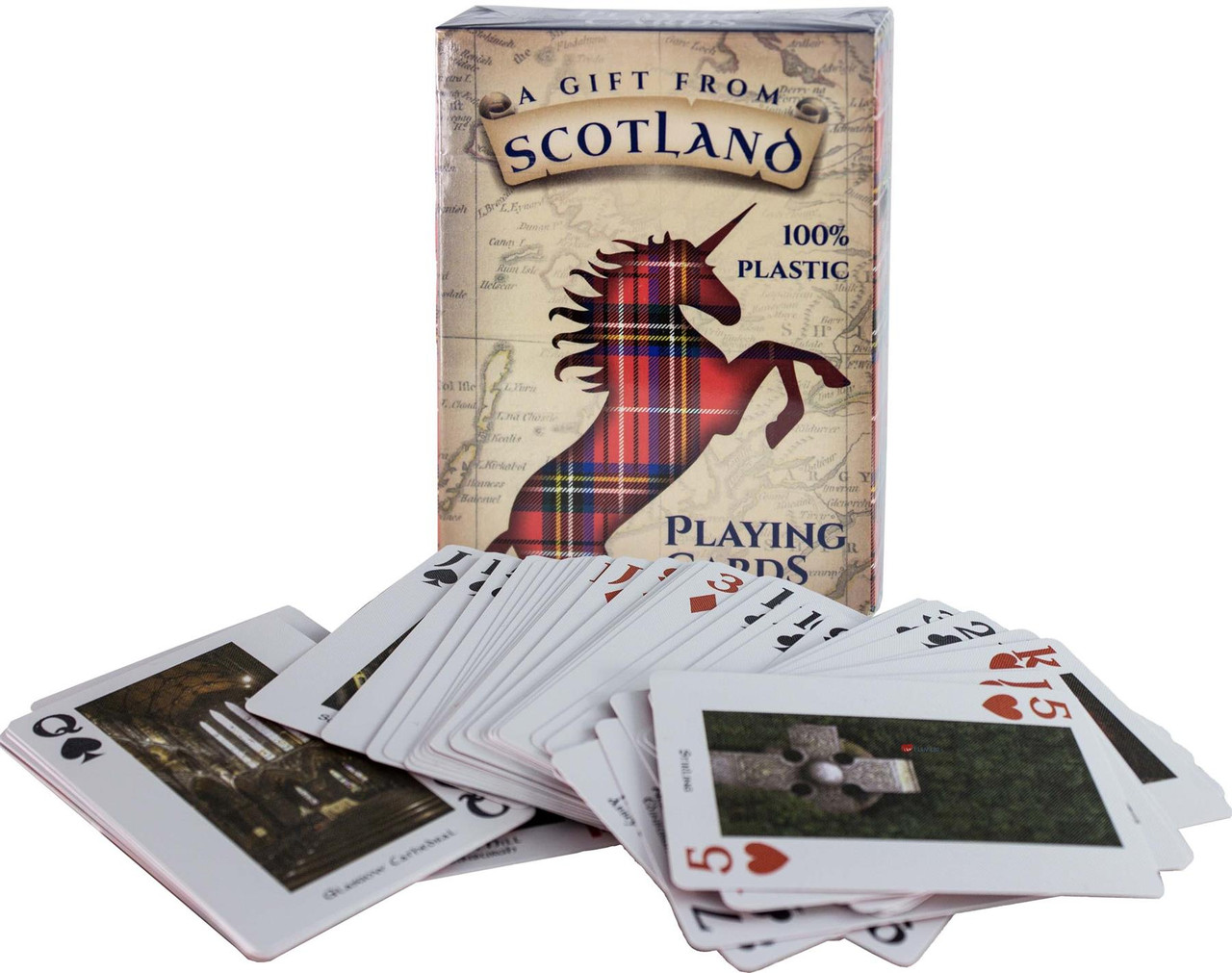 Red Tartan Scottish Playing Cards Durable Tartan Royal Stewart Design