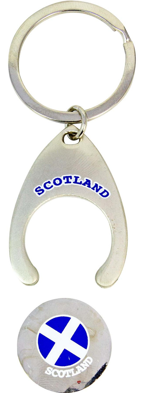 Scottish Keyring Blue Scottish Saltire Useful Trolley Token Coin on a Keyring