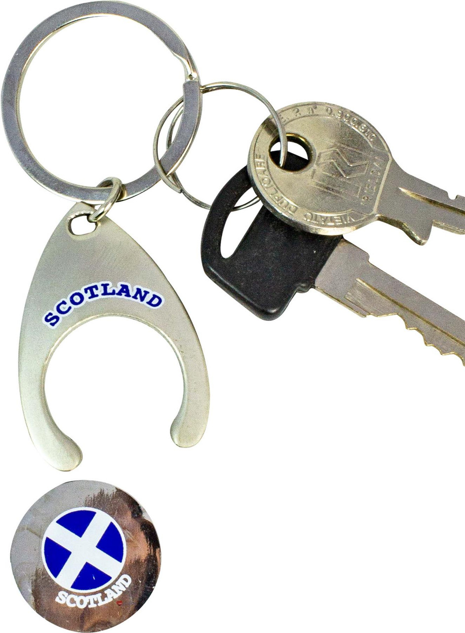 Scottish Keyring Blue Scottish Saltire Useful Trolley Token Coin on a Keyring