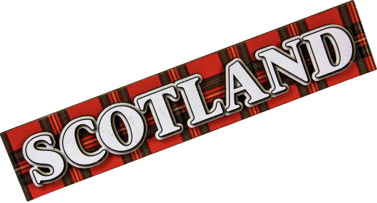 3D Fridge Magnet Scotland Banner Scottish Souvenir Gift on Red Tartan background