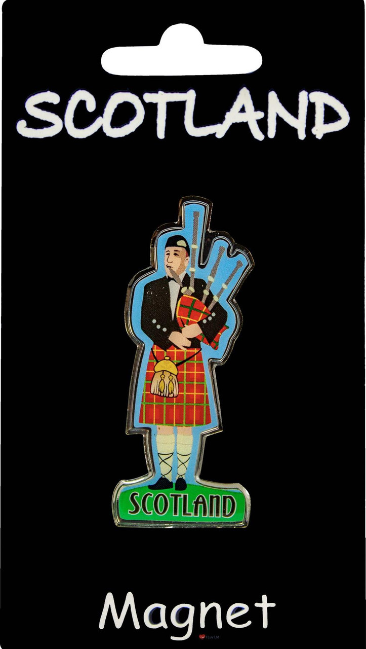 Traditional Piper Fridge Magnet Playing Bagpipes Scotland