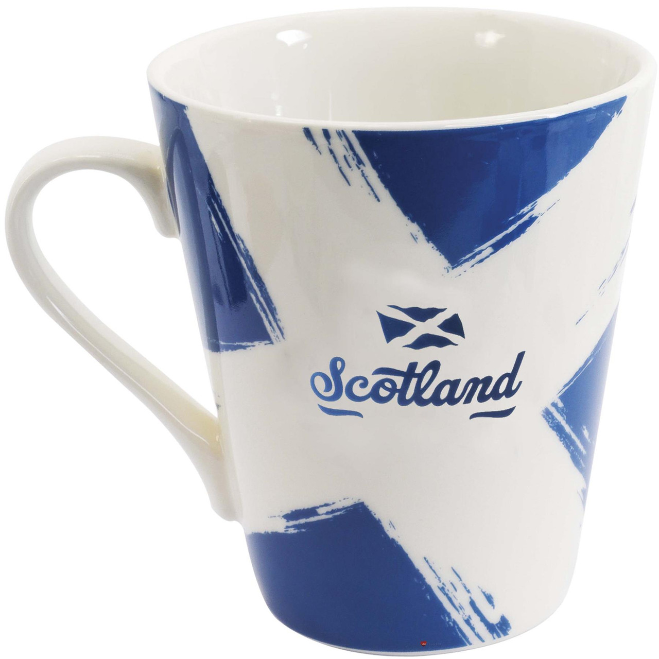 Scotland Grunge design Saltire Flag Mug White Blue Colour with Scotland wording inside Set of 2