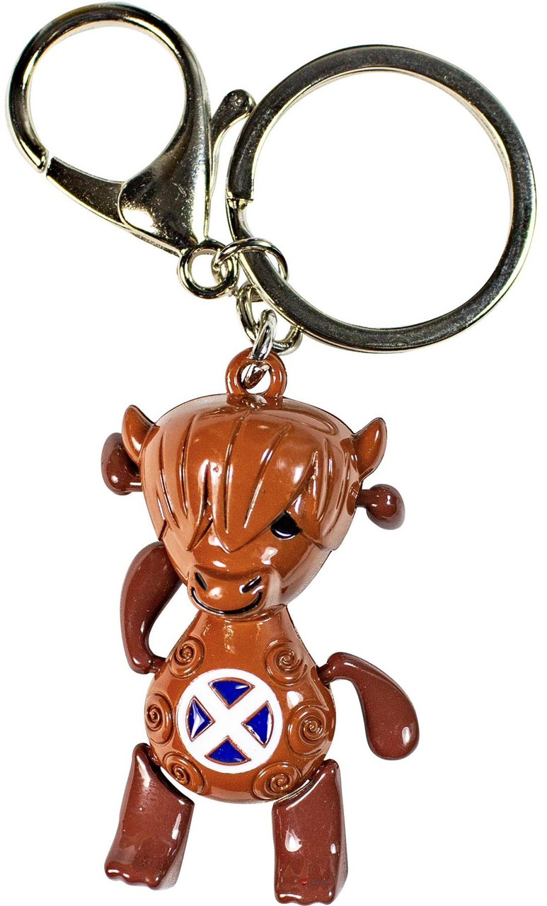 Dancing Cow Keyring Red With Saltire Cross Scottish Flag Twin Clasp Swivel Lobster Carabiner Snap Hook and Flat Split Ring