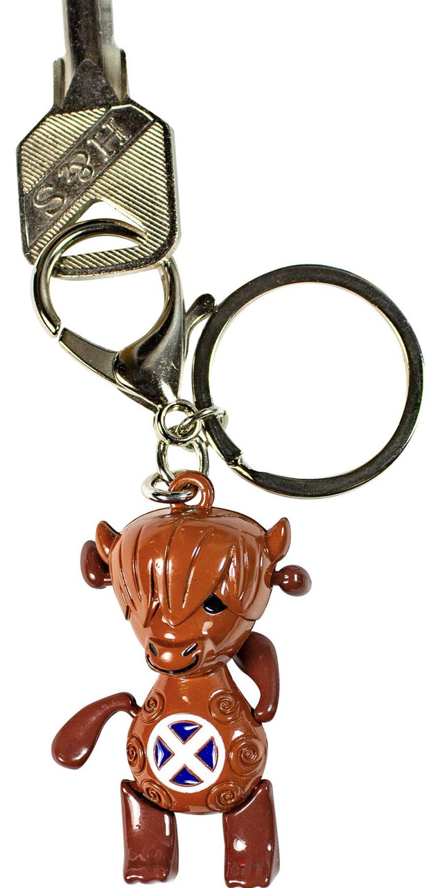 Dancing Cow Keyring Red With Saltire Cross Scottish Flag Twin Clasp Swivel Lobster Carabiner Snap Hook and Flat Split Ring