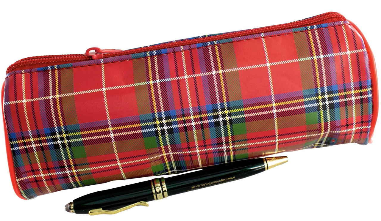 Red Tartan Pencil Case Scottish Royal Stewart Tartan