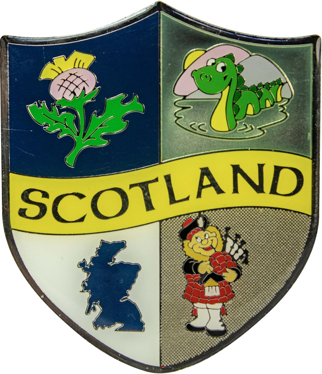 Scottish Crest Fridge Magnet Thistle Nessie Scotland Map and Piper