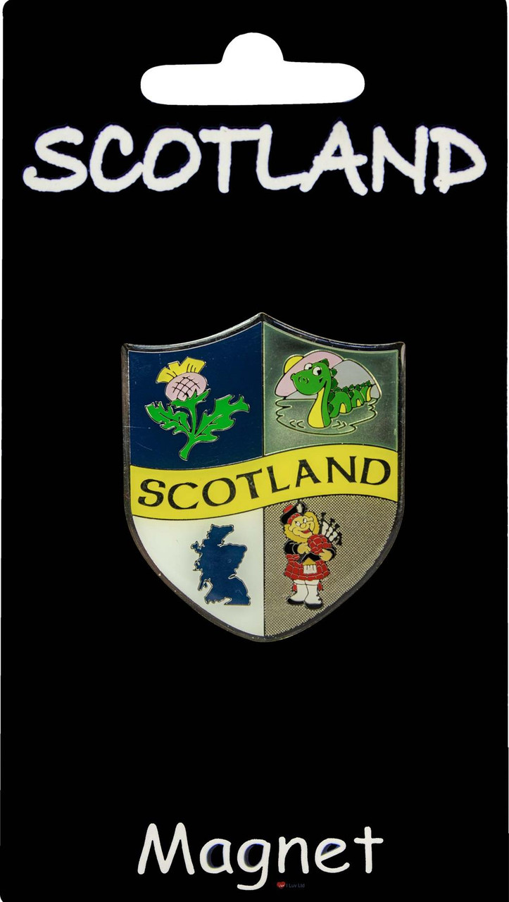 Scottish Crest Fridge Magnet Thistle Nessie Scotland Map and Piper