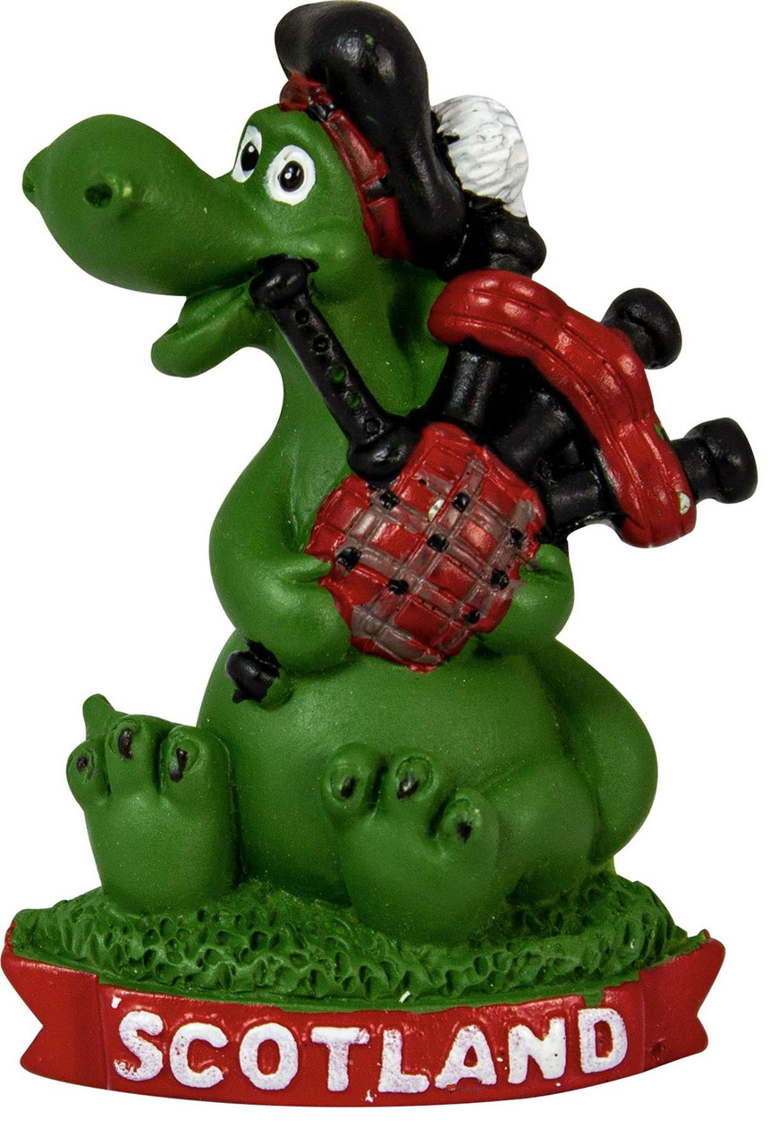 Resin Scottish Fridge Magnet With Nessie Piper Design