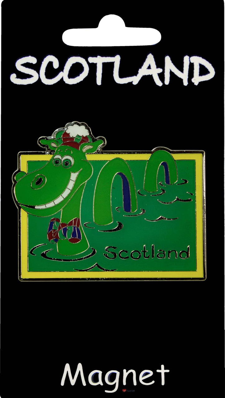 Nessie Fridge Magnet Cartoon Design wearing Scarf and Tammy Hat