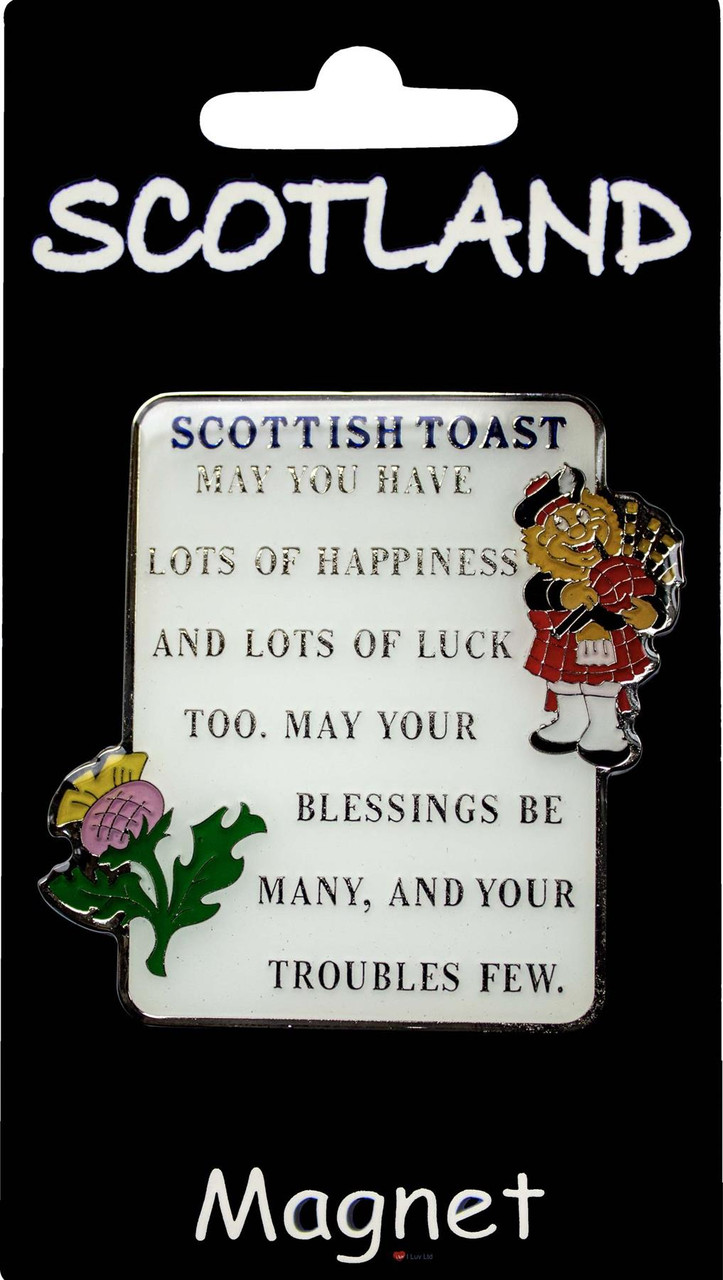 Scottish Toast Fridge Magnet with Thistle and Piper