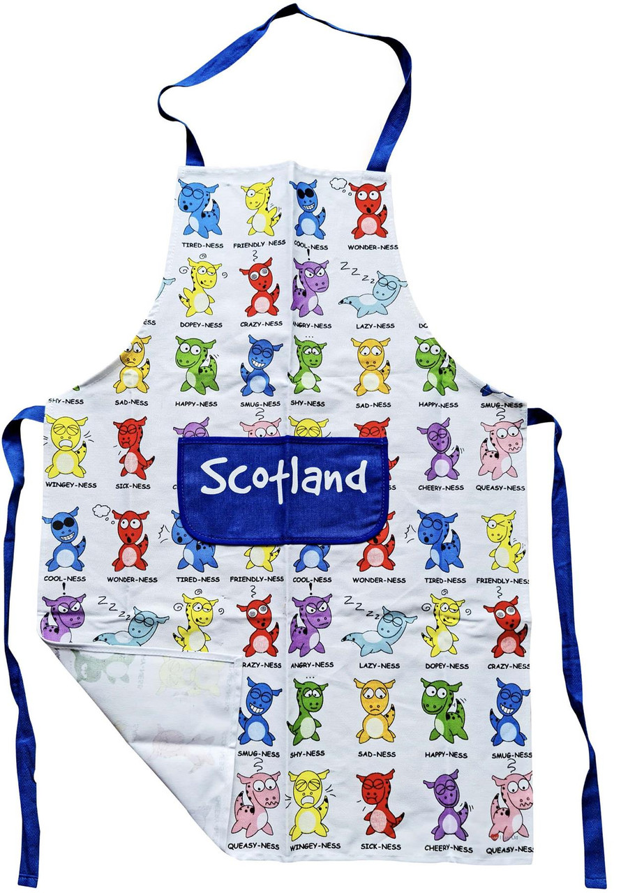 Kitchen Apron Naughty Nessie Loch Ness Monster with Pocket Scotland 100% Cotton