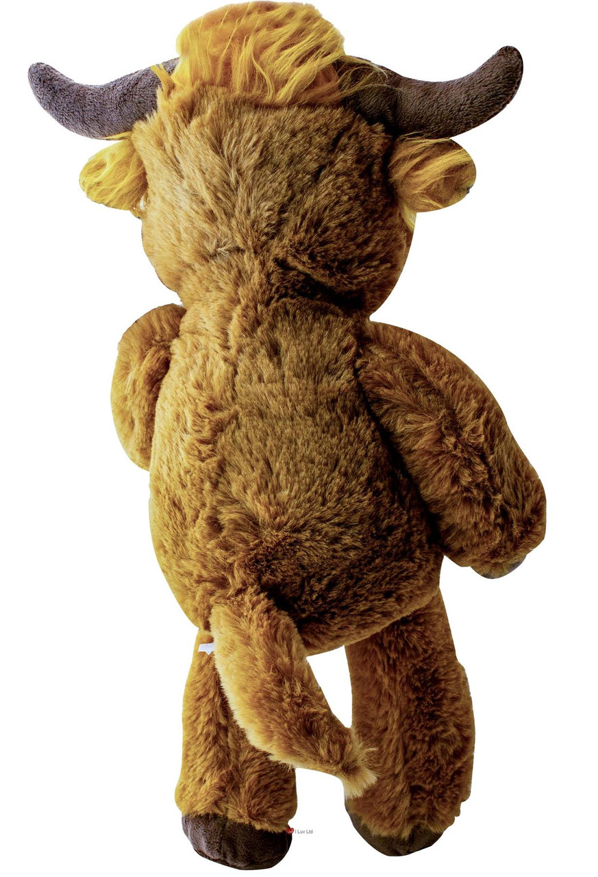 Highland Cow Teddy Bear Soft Toy 10 Inches Tall with Saltire Badge
