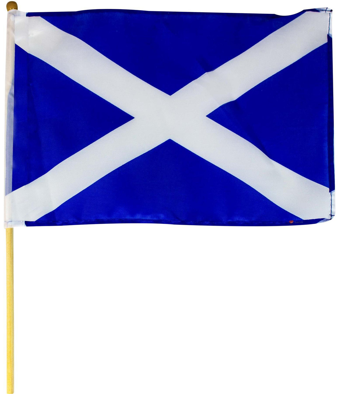 Small Hand Held Flag Saltire Design 9 x 6 inches Scottish Wooden Stick Set of 2