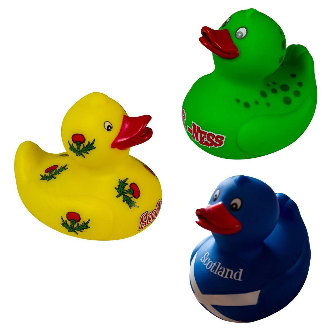 MacDuck Saltire Rubber Duck Safe Floating Bath Toys Blue Green Yellow