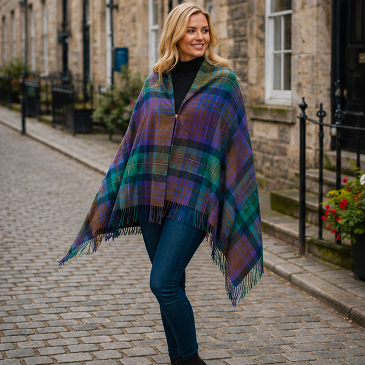 Ladies Shawl Lambswool Isle Of Skye Tartan 70 x 180 cm