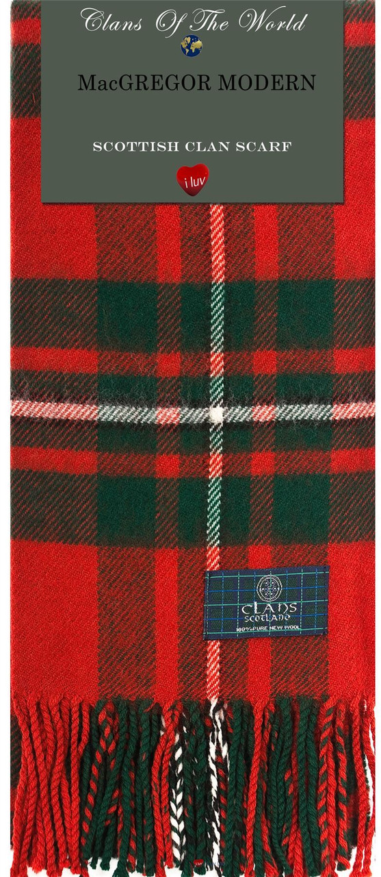 MacGregor Modern Tartan Clan Scarf 100% Soft Lambswool