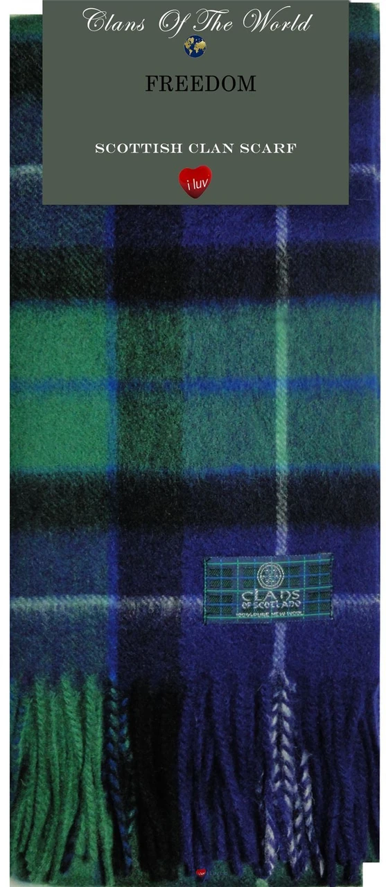 Freedom Tartan Clan Scarf 100% Soft Lambswool