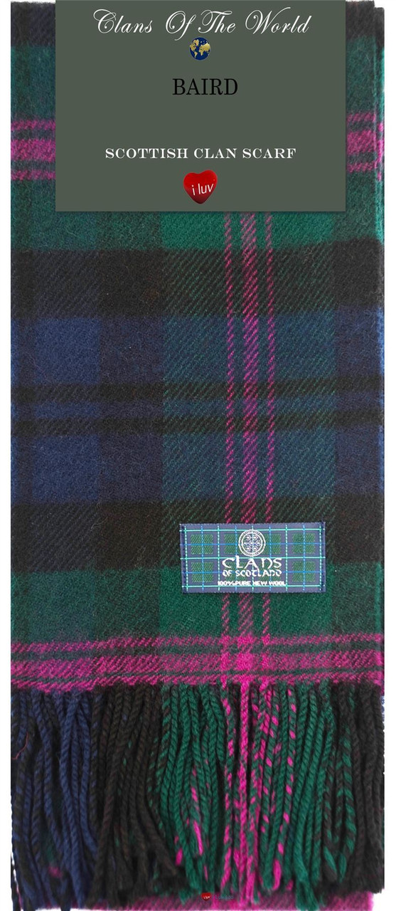 Baird Modern Tartan Clan Scarf 100% Soft Lambswool