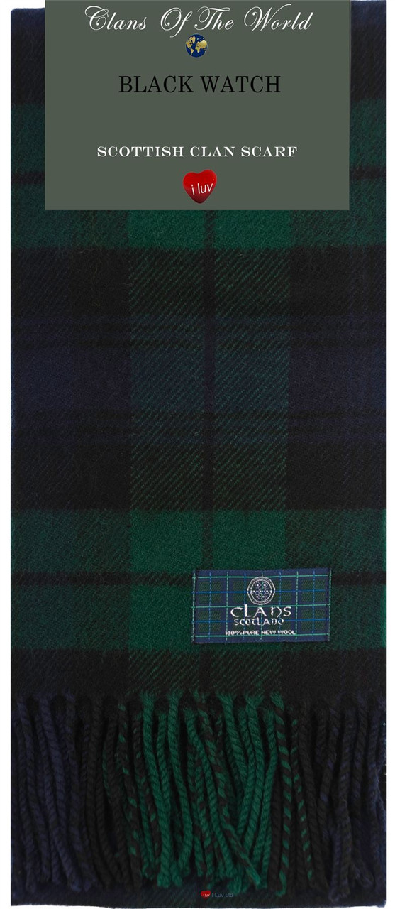 Black Watch Modern Tartan Clan Scarf 100% Soft Lambswool