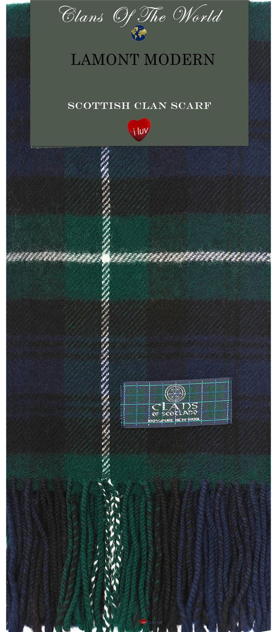Lamont Modern Tartan Clan Scarf 100% Soft Lambswool