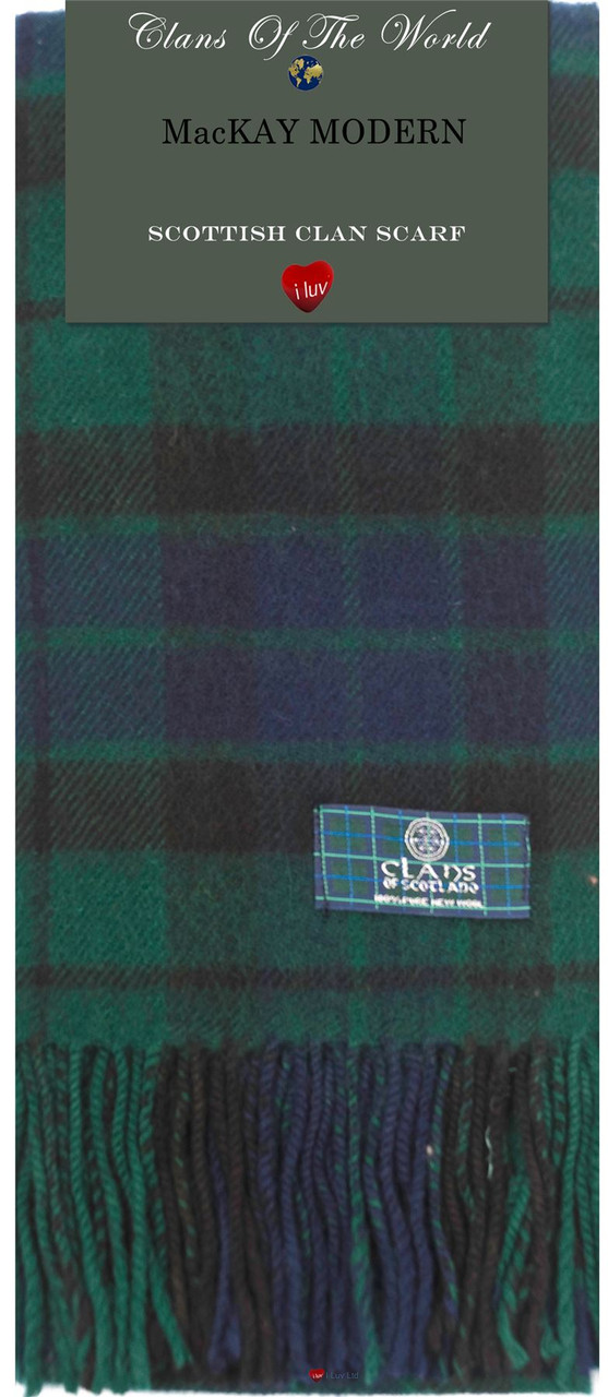 Mackay Modern Tartan Clan Scarf 100% Soft Lambswool