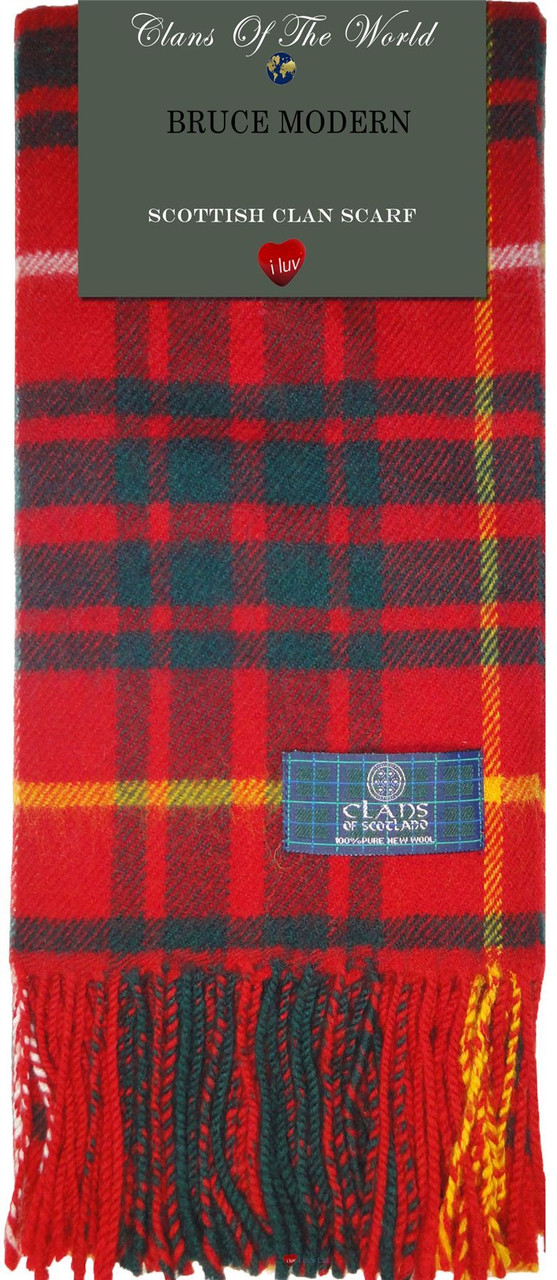 Bruce Modern Tartan Clan Scarf 100% Soft Lambswool
