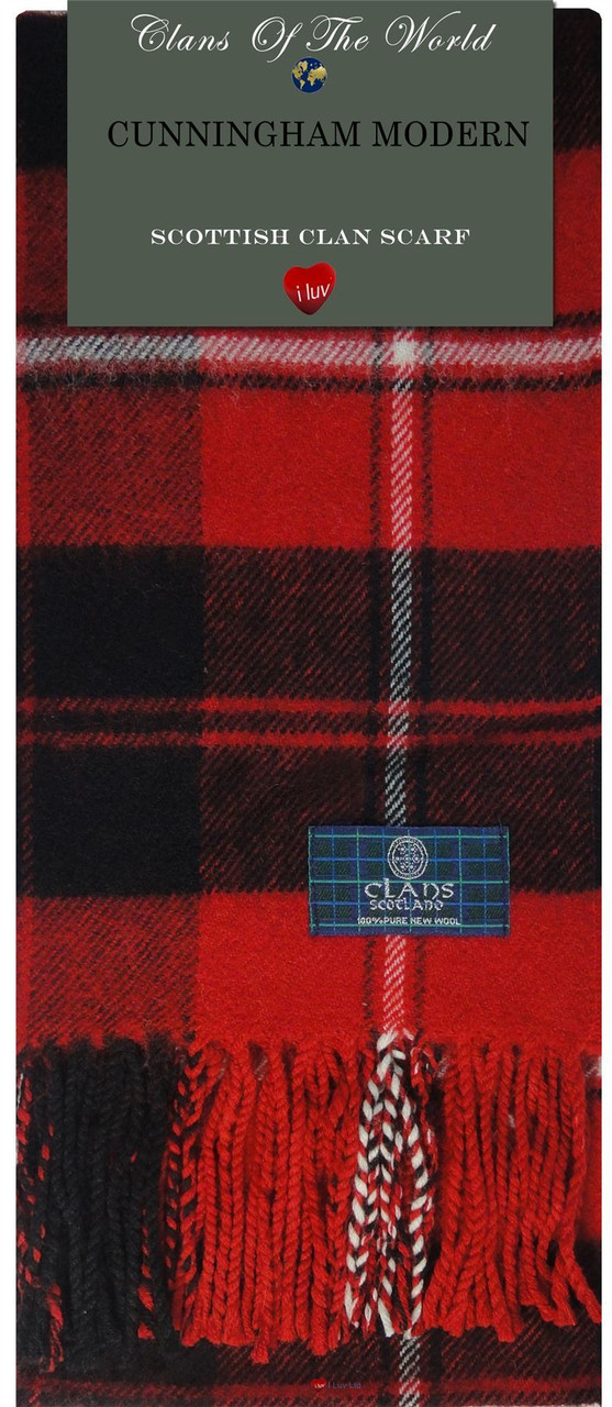 Cunningham Modern Tartan Clan Scarf 100% Soft Lambswool