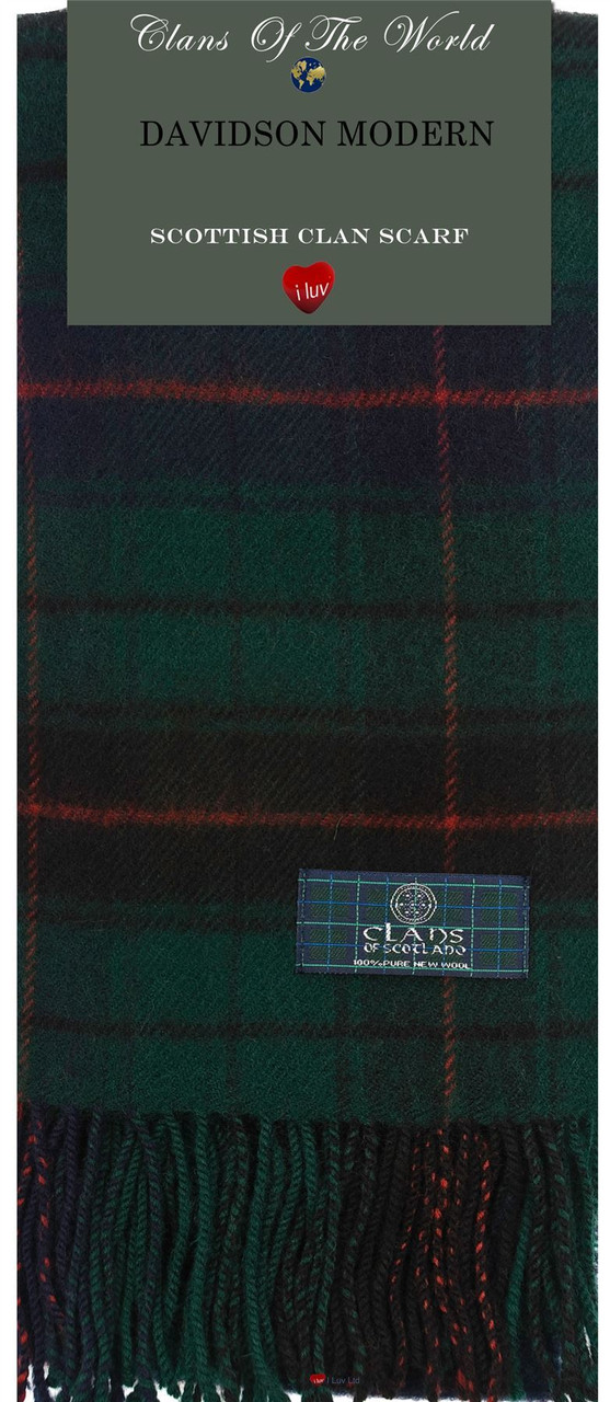 Davidson Modern Tartan Clan Scarf 100% Soft Lambswool