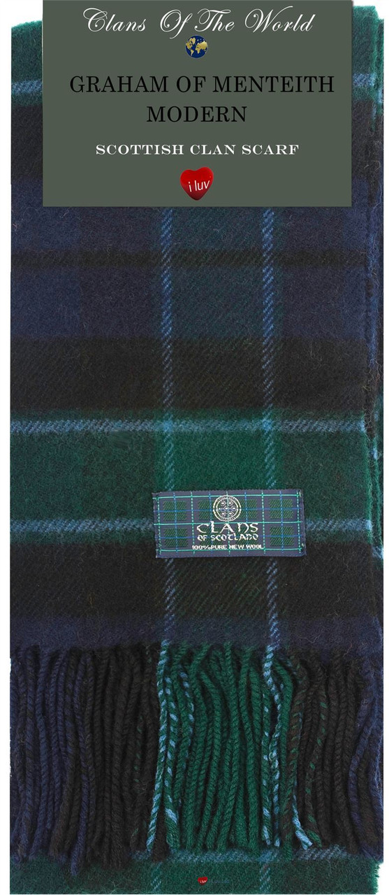 Graham of Menteith Modern Tartan Clan Scarf 100% Soft Lambswool