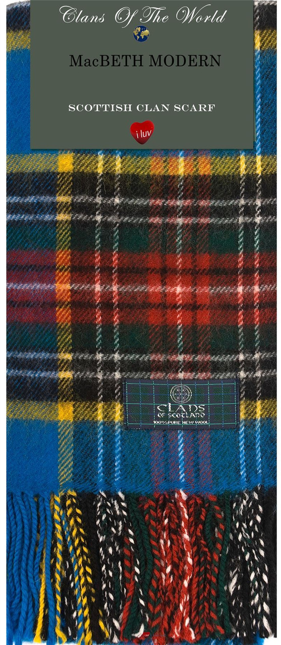MacBeth Modern Tartan Clan Scarf 100% Soft Lambswool