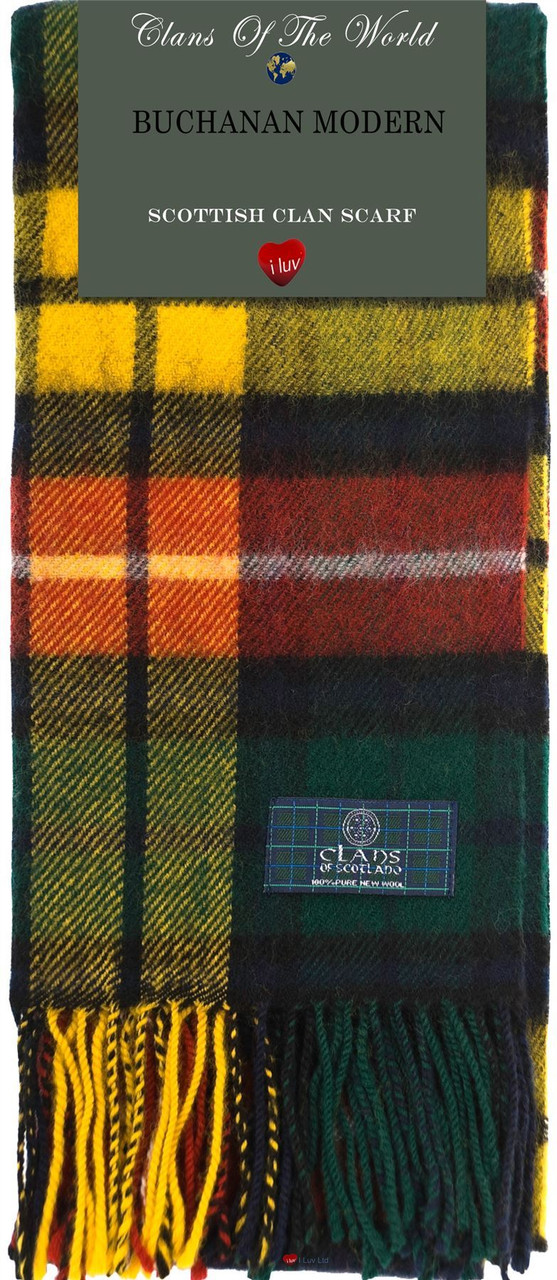 Buchanan Modern Tartan Clan Scarf 100% Soft Lambswool