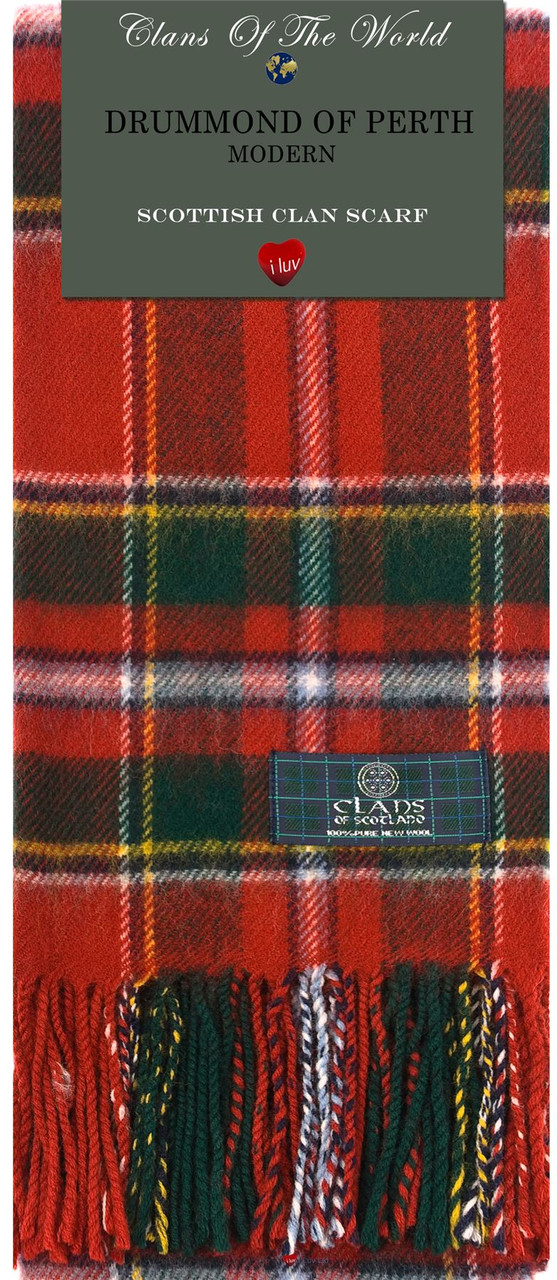 Drummond of Perth Modern Tartan Clan Scarf 100% Soft Lambswool