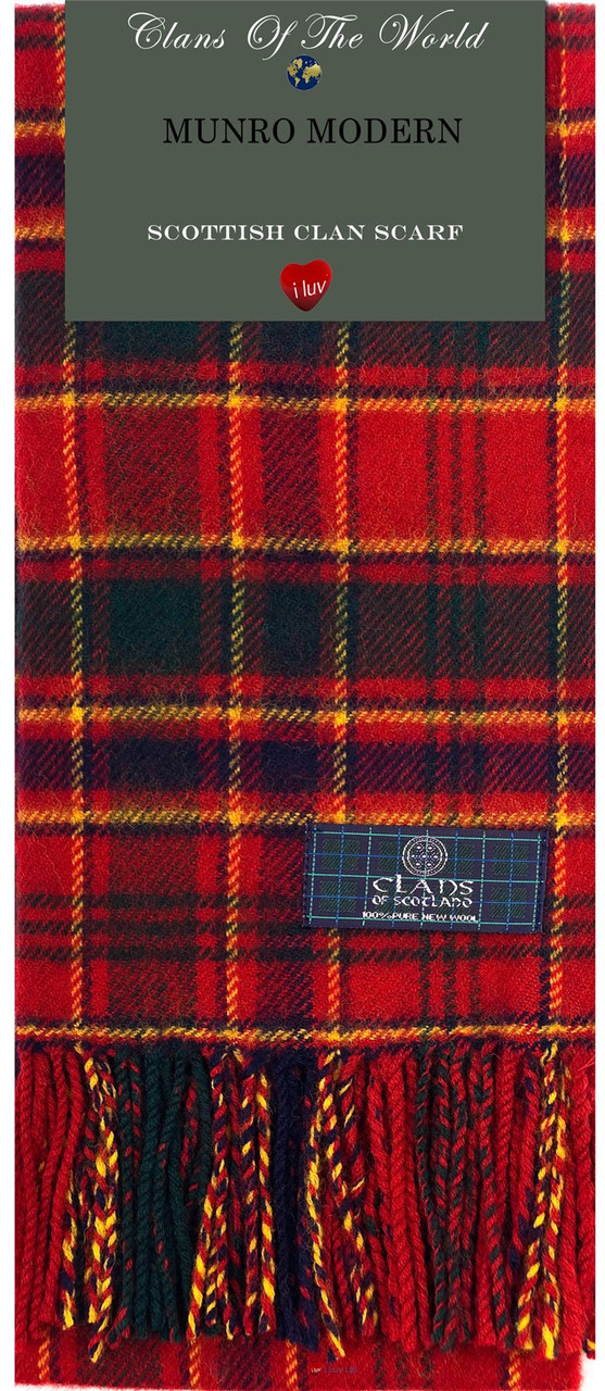 Munro Modern Tartan Clan Scarf 100% Soft Lambswool