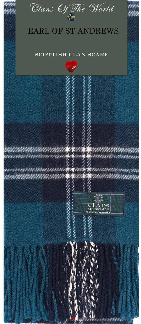 Earl of St Andrews Tartan Clan Scarf 100% Soft Lambswool