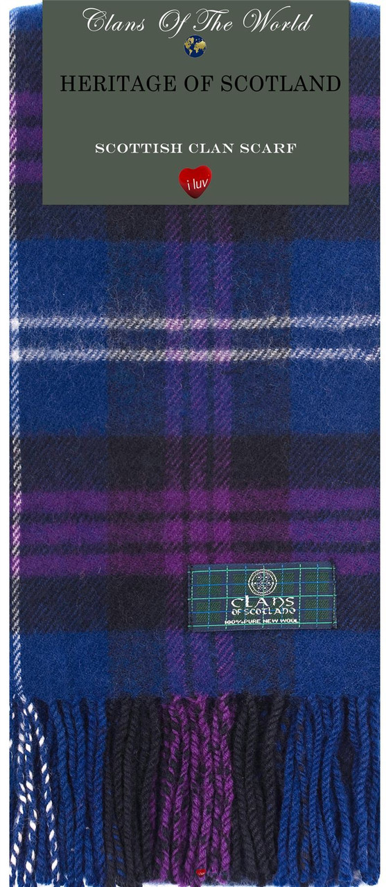 Heritage Of Scotland Tartan Clan Scarf 100% Soft Lambswool