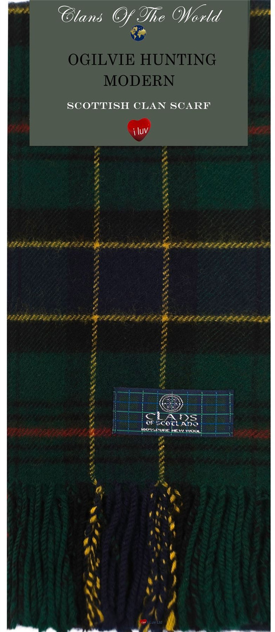 Ogilvie Hunting Modern Tartan Clan Scarf 100% Soft Lambswool