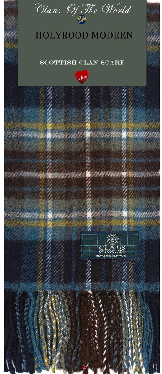 Hollyrood Modern Tartan Clan Scarf 100% Soft Lambswool