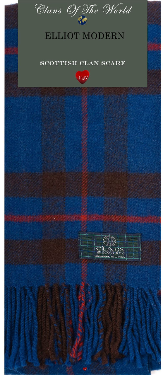 Elliot Modern Tartan Clan Scarf 100% Soft Lambswool