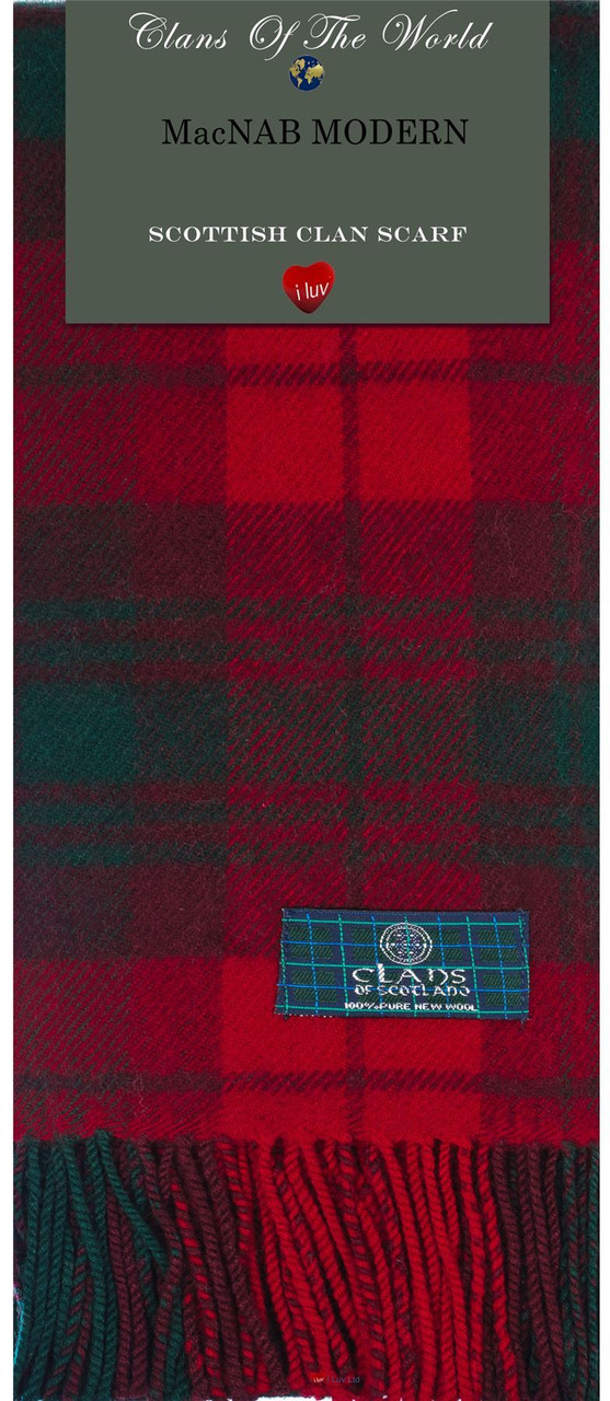 MacNab Modern Tartan Clan Scarf 100% Soft Lambswool