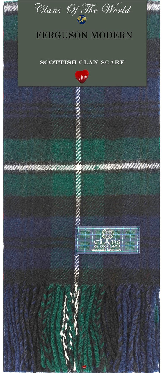 Ferguson Modern Tartan Clan Scarf 100% Soft Lambswool