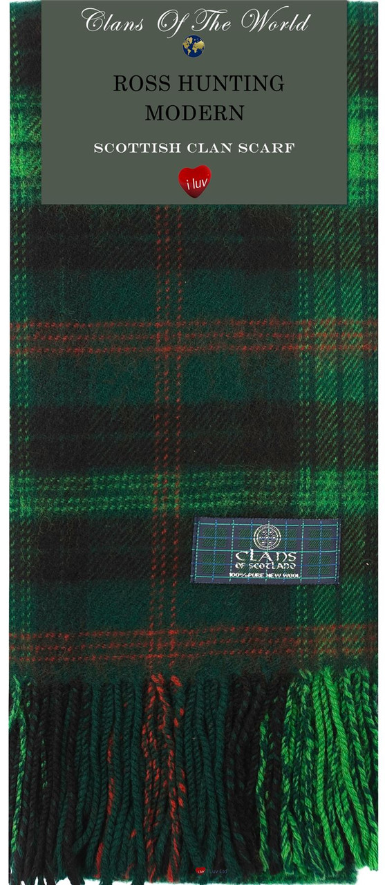 Ross Hunting Modern Tartan Clan Scarf 100% Soft Lambswool