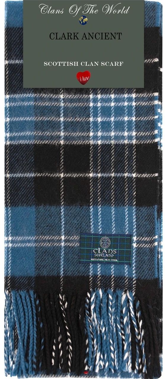 Clark Ancient Tartan Clan Scarf 100% Soft Lambswool