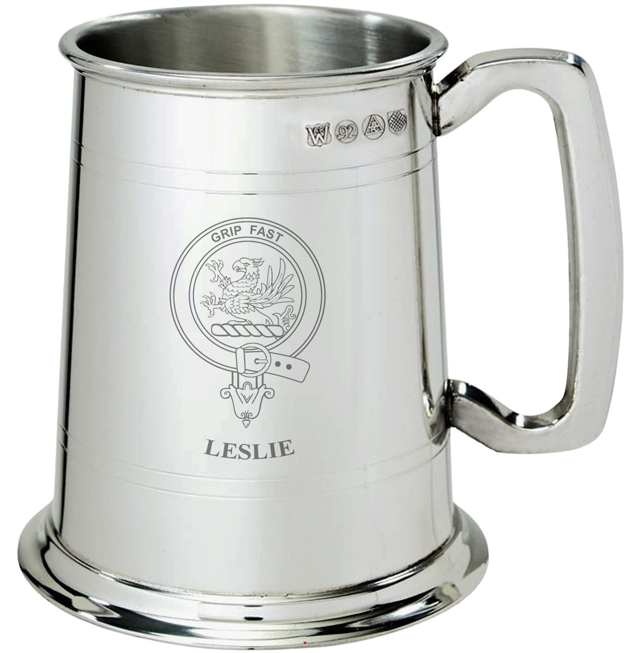 Leslie Clan Crest Tankard 1 Pint Pewter