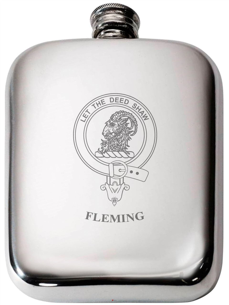 Fleming Scottish Clan Crest Name Pewter Hip Flask 6oz